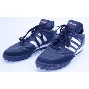 Adidas Mundial Team Soccer Shoes Black Leather Turf Cleats Men's Size 6.5 019228